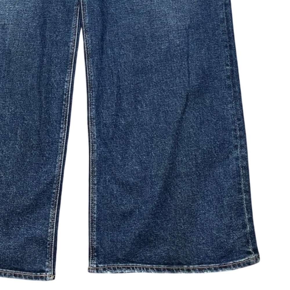 American Eagle Jeans Womens 14 34x35 Dark Wash 5 Pocket Wide Leg Stretch Flare - Picture 4 of 16